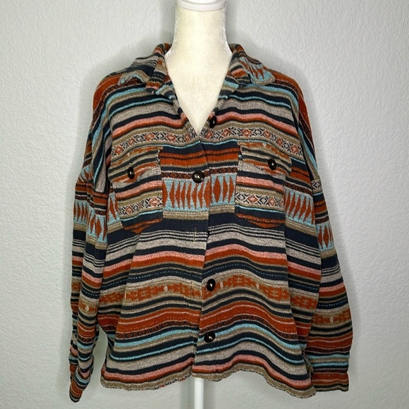 Rock & Roll Denim Cowgirl Ladies Aztec Southwest Boyfriend Fit Shirt Jacket XXL - Picture 4 of 12